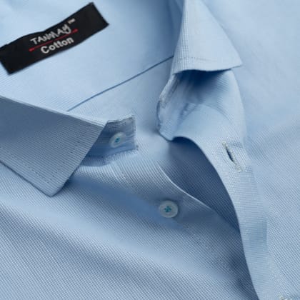 Sky Blue Color Mercerised Cotton Shirt For Men's-M (38 Inch) (97 CM) / Full
