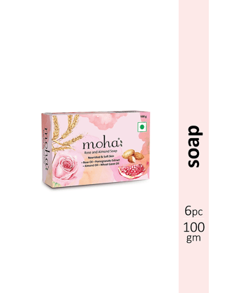 moha Rose and Almond Soap Pack of 6- 100gm Each
