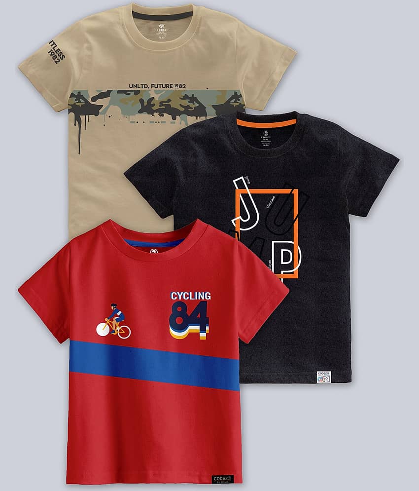 CODEZ Pack of 4 Boys Cotton Blend T-Shirt ( Multicolor )