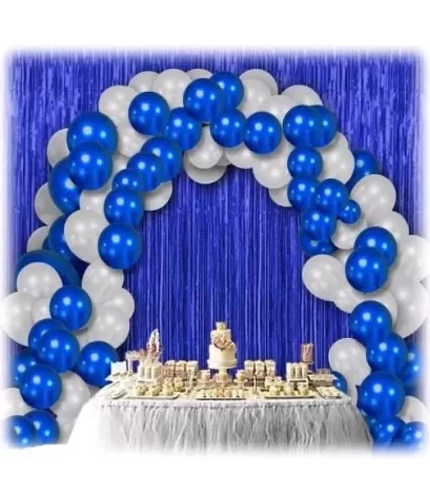 Kiran Enterprises 2 pc. Foil Fringe Curtain ( Gold )+ 30 Metallic Balloon ( Gold, Silver )