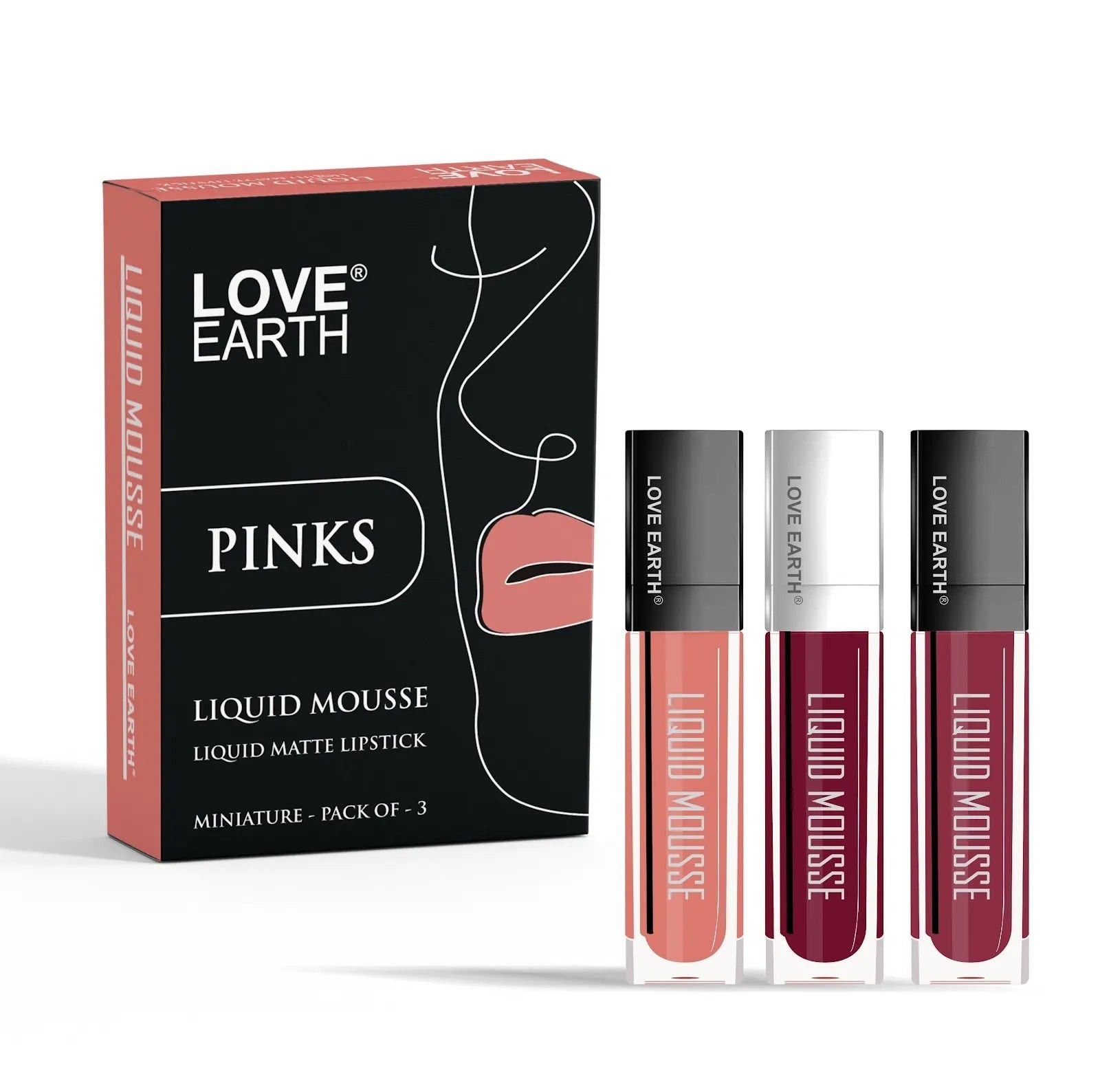 Love Earth Liquid Mousse Lipstick Pinks Matte Finish Mini Combo Pack