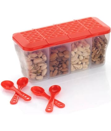 MAGICSPOON Plastic Red Multi-Purpose Container ( Set of 1 )