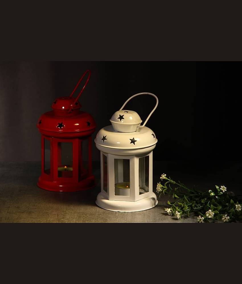 Being Nawab Multicolour Table Top and Hanging Iron Tea Light Holder - Pack of 2