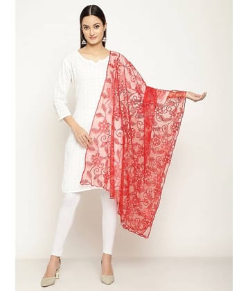 Queenley - Orange Net Women's Dupatta - ( Pack of 1 )