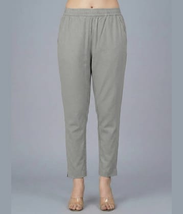 QuaClo Women Cotton Blend Casual Trousers ( Grey )