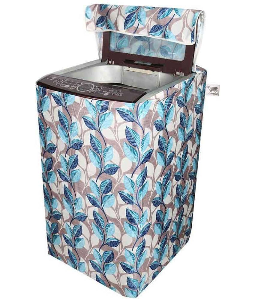 E-Retailer Single Polycotton Classic Blue Leaves Design Top Load 5KG To 8KG Washing Machine Covers