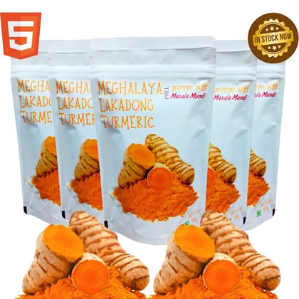 Masala Mundi Lakadong Turmeric Powder | 7+% Curcumin | Sourced from Jaintia Hills, Meghalaya 100GM (Pack of 5) Masala Mundi Lakadong Turmeric Powder | 7+% Curcumin | Sourced from Jaintia Hills, Meghalaya 100GM (Pack of 5)