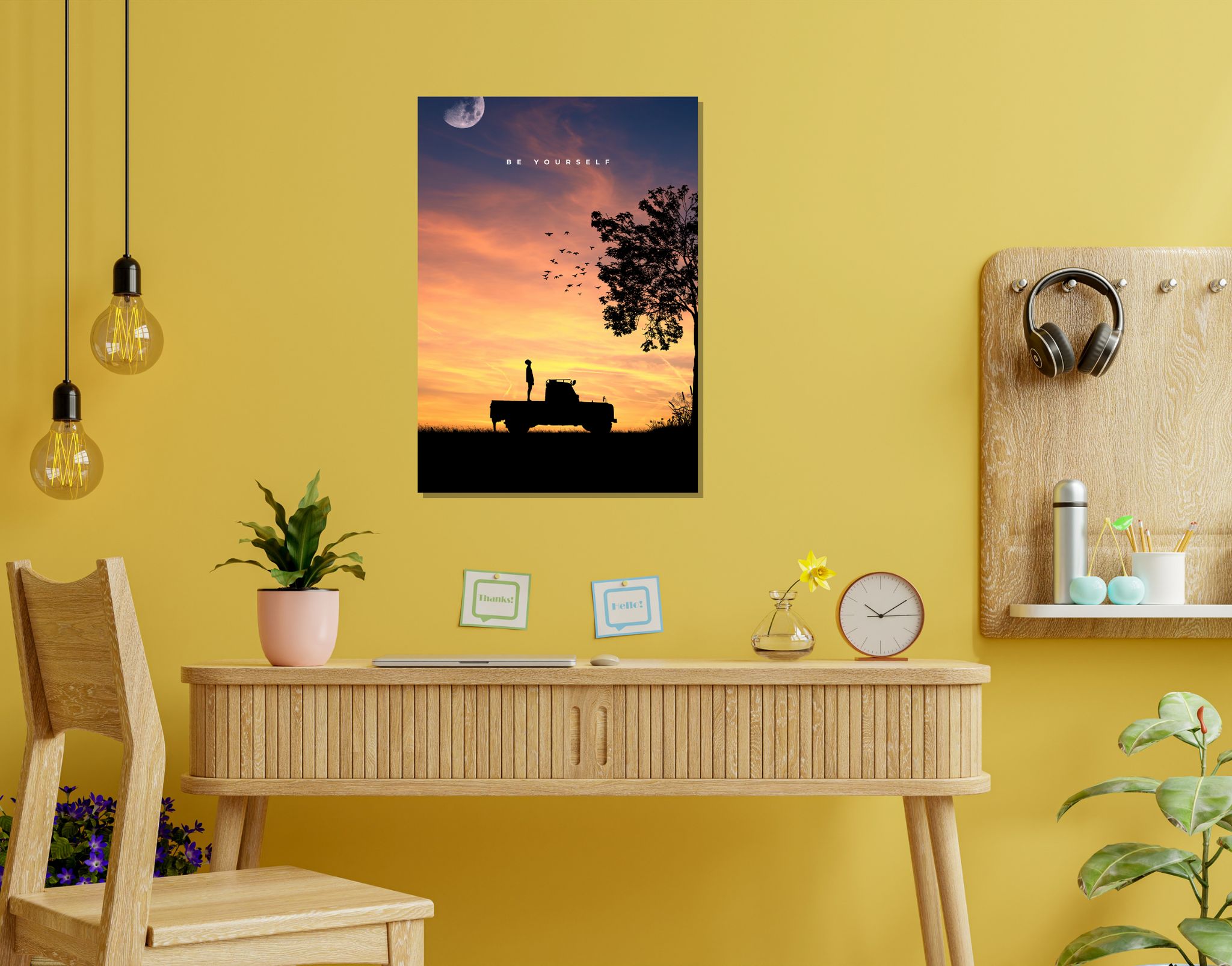 "BE YOURSELF- ADVENTURE"- Shiny & Sturdy Metallic Poster  Art That Pops & Sticks-A3