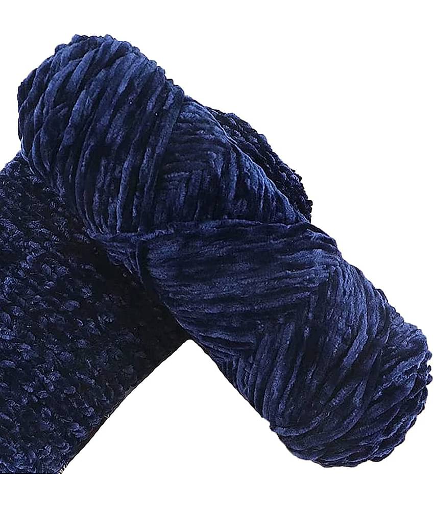 PRANSUNITA Softee Chunky Super Bulky Knitting Yarn for Hand DIY Bag Blanket Cushion Crocheting Projects 100 GMS (Navy Blue)