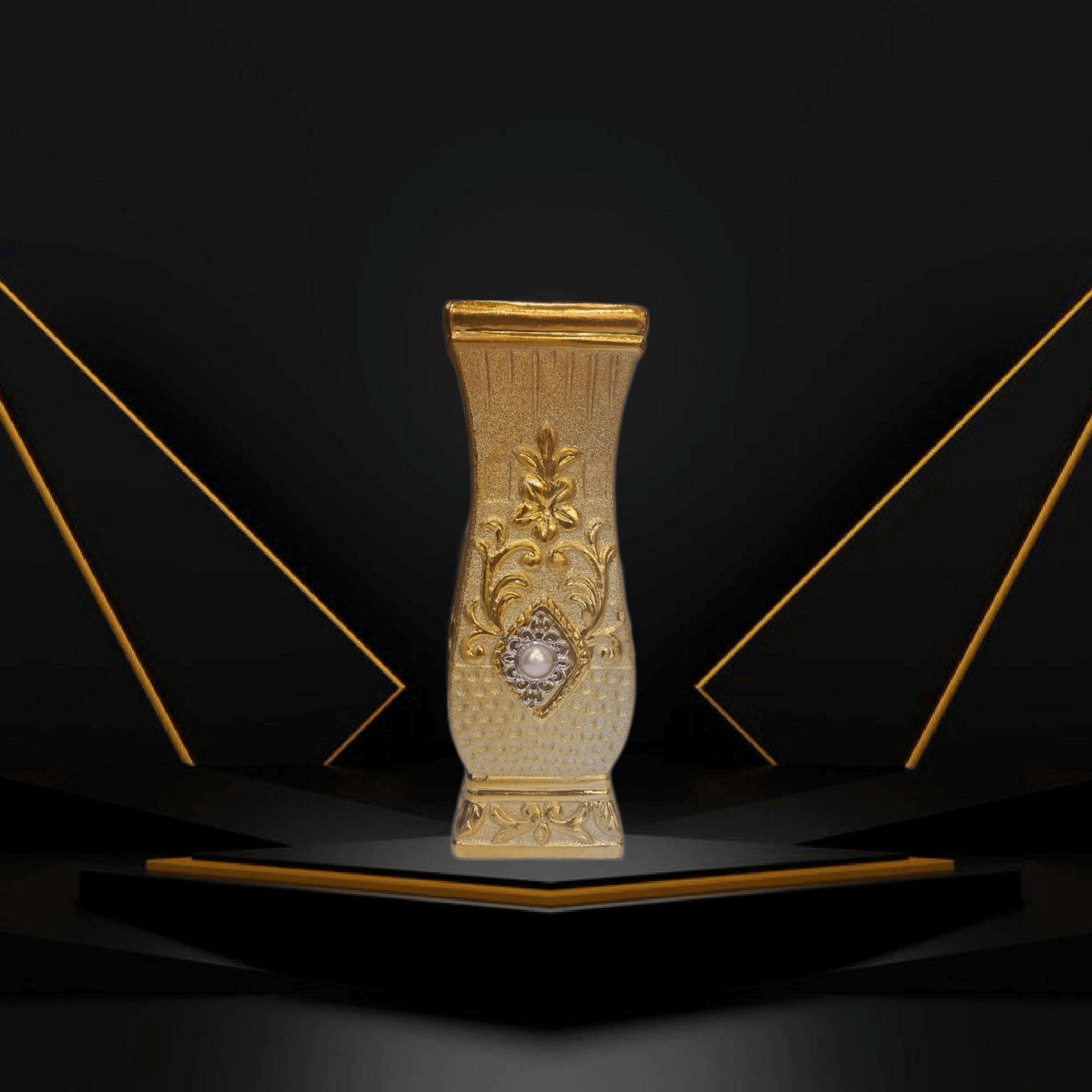 Golden Ceramic Flower Vase