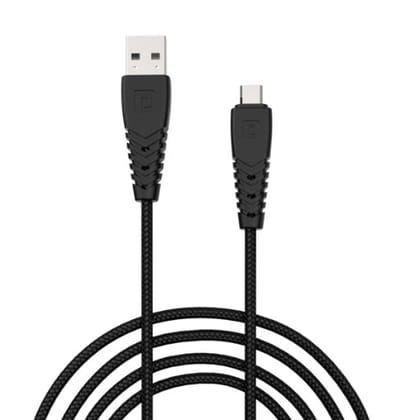 Portronics Konnect B, Nylon braided, Quick Data Transfer, 3.0A Output, Durable & Flexible (Black)