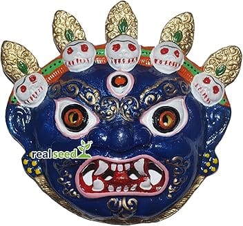 REAL SEED Mahakaal Metal Wall Hanging, Najarbatoo, Evil Eye Protector, Sikkim Mask