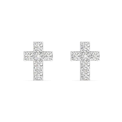 Minimal zircon cross - pair-Rhodium plated