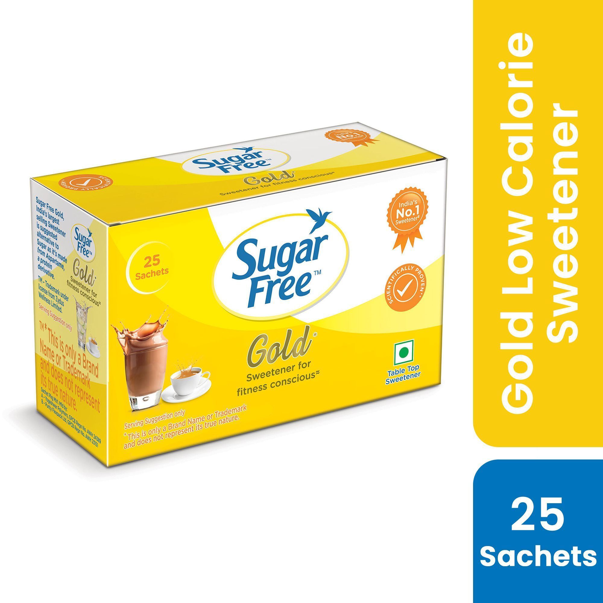 Sugar Free Gold, 25 Sachet India’s No.1 Sweetner| Sweet like Sugar with Low Calories| Scientifically Proven & Tested