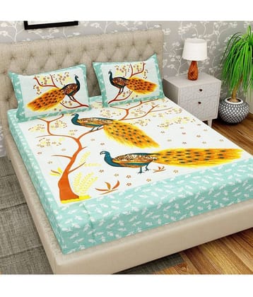 Cosito Cotton 1 Double Bedsheet with 2 Pillow Covers ( Multicolor )