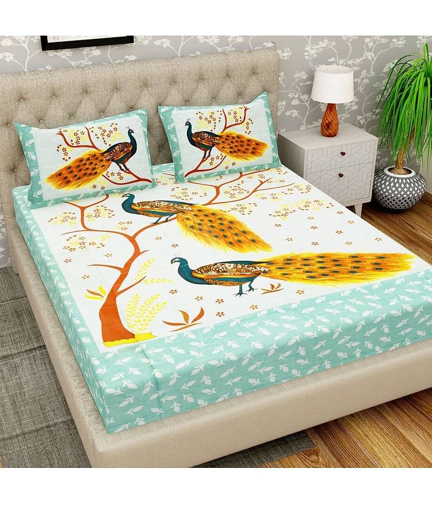 Cosito Cotton 1 Double Bedsheet with 2 Pillow Covers ( Multicolor )
