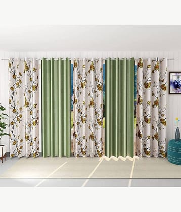 Kraftiq Homes Floral Semi-Transparent Eyelet Curtain 7 ft ( Pack of 5 ) - Multicolor