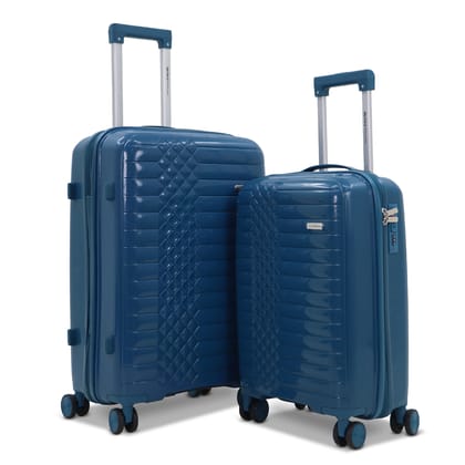 SKYCARRY Riyadh SC-SK03 Polypropylene Suitcase Trolley Bag Set of 2 | Durable Hard Shell | TSA Type Lock | Spinner Trolley Luggage | 360 Disc Spinner Wheels (2, Cabin, Medium)