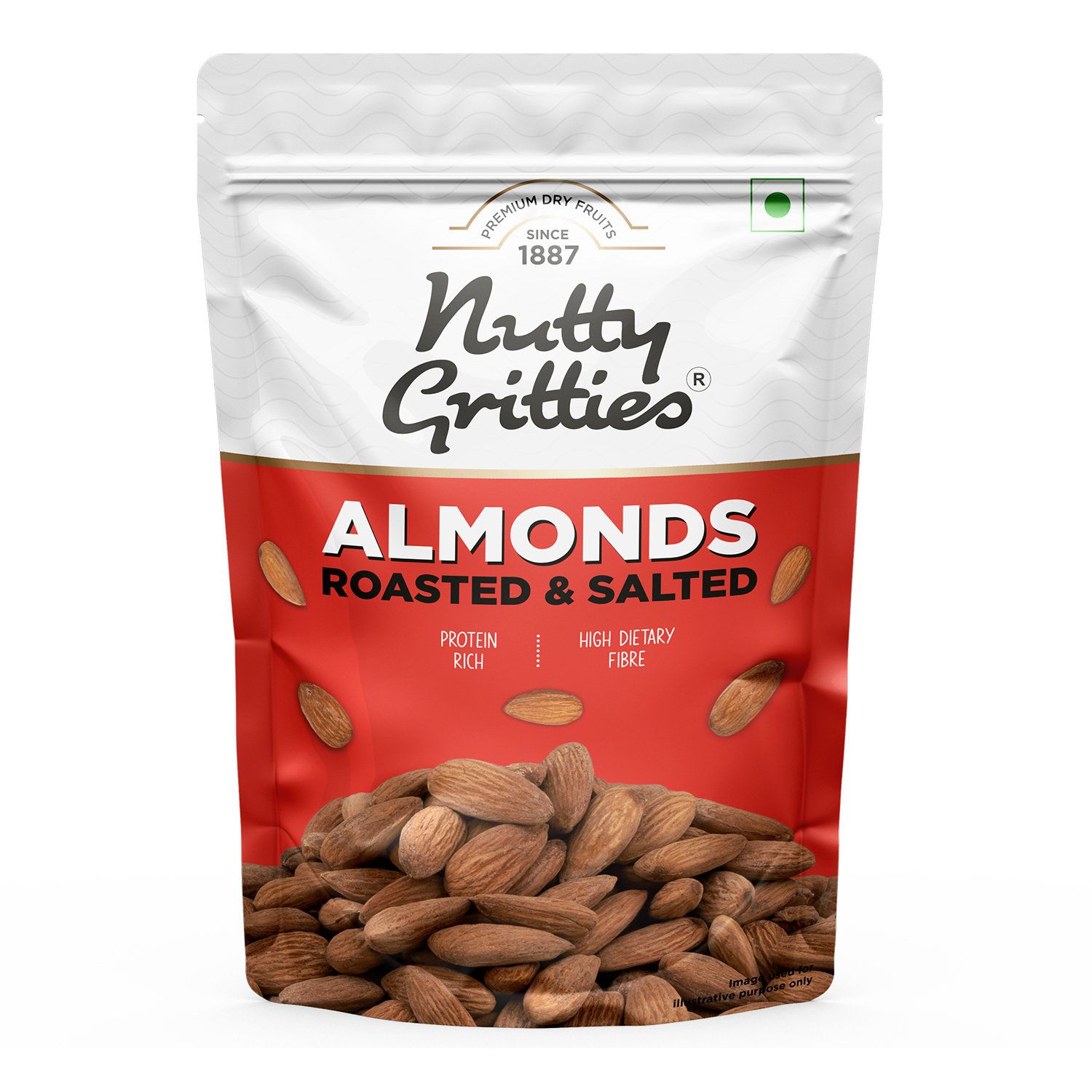 Nutty Gritties Premium California Roasted Almonds - Lightly Salted, Dry Roasted, 200 gm