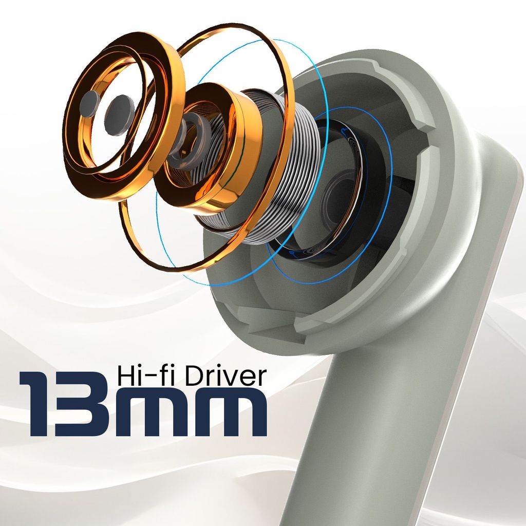 Cellecor BroPods C105 Tune TWS |45H Playtime, ENC, 5.3v, IPX5, 50ms Low Latency Gaming Bluetooth-Grey Olive