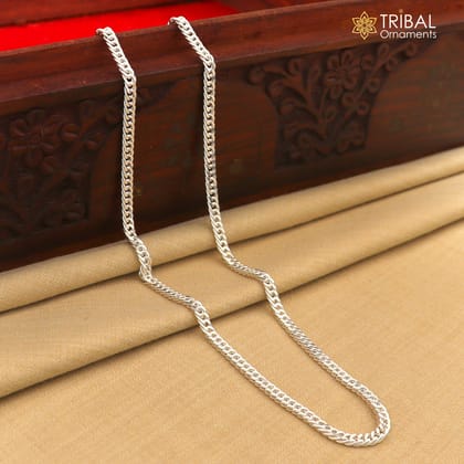 3mm 20"/24" solid 925 sterling silver handmade modern trendy design unique chain necklace giving it a distinctive and stylish look ch233-24