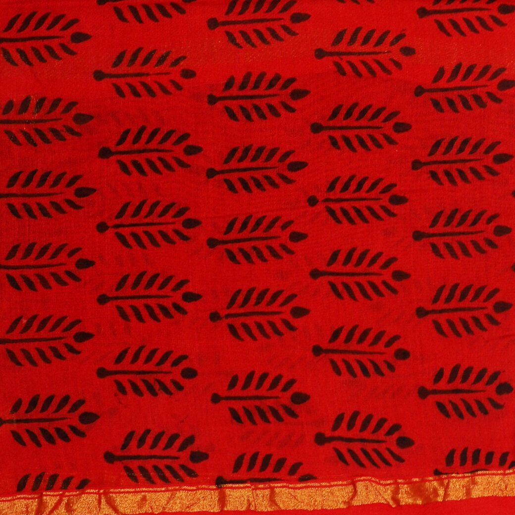 HANDLOOM CHANDERI 03 PCS BAGH PRINTED SUIT (SKU - 1RBS01260820 Suit 107)