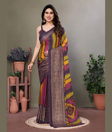 DIKONA DESIGNER Chiffon Printed Saree With Unstitched Blouse Piece ( Multicolor6 )