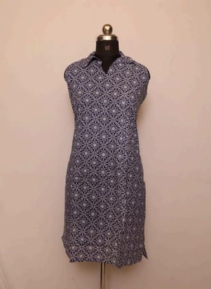 Cotton Collar Kurti With Sleeves