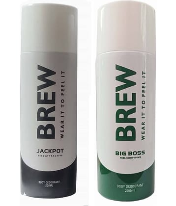 Brew - JACPOT & BIG BOS DEODORANT , 200ML Deodorant Spray for Unisex 400 ml ( Pack of 2 )