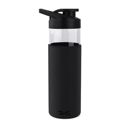 The Wallet Store Pure Wrap Borosilicate Sipper Bottle (Black, 550 ml)