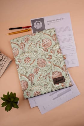 Peruvian Pomegranate Hand Block Printed Pink File Folder-12.5 X 9.5 IN / Pink / Pink