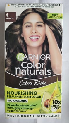 Garnier Color Naturals Creme riche Nourishing Permanent hair color No ammonia 4 brown 70ml+60g