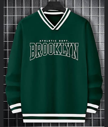 AUSK Men Cotton Blend Regular Fit Printed T-Shirt ( Green )