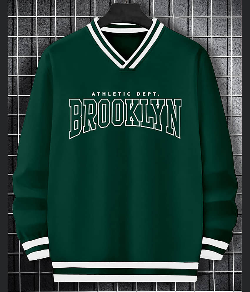 AUSK Men Cotton Blend Regular Fit Printed T-Shirt ( Green )