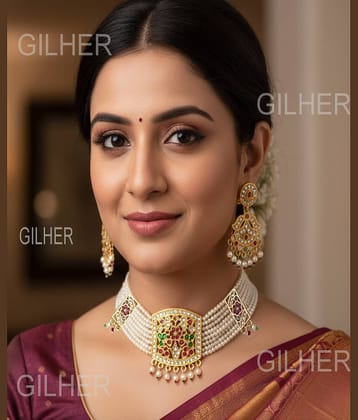 gilher Off White Alloy Necklace Set ( Pack of 1 )