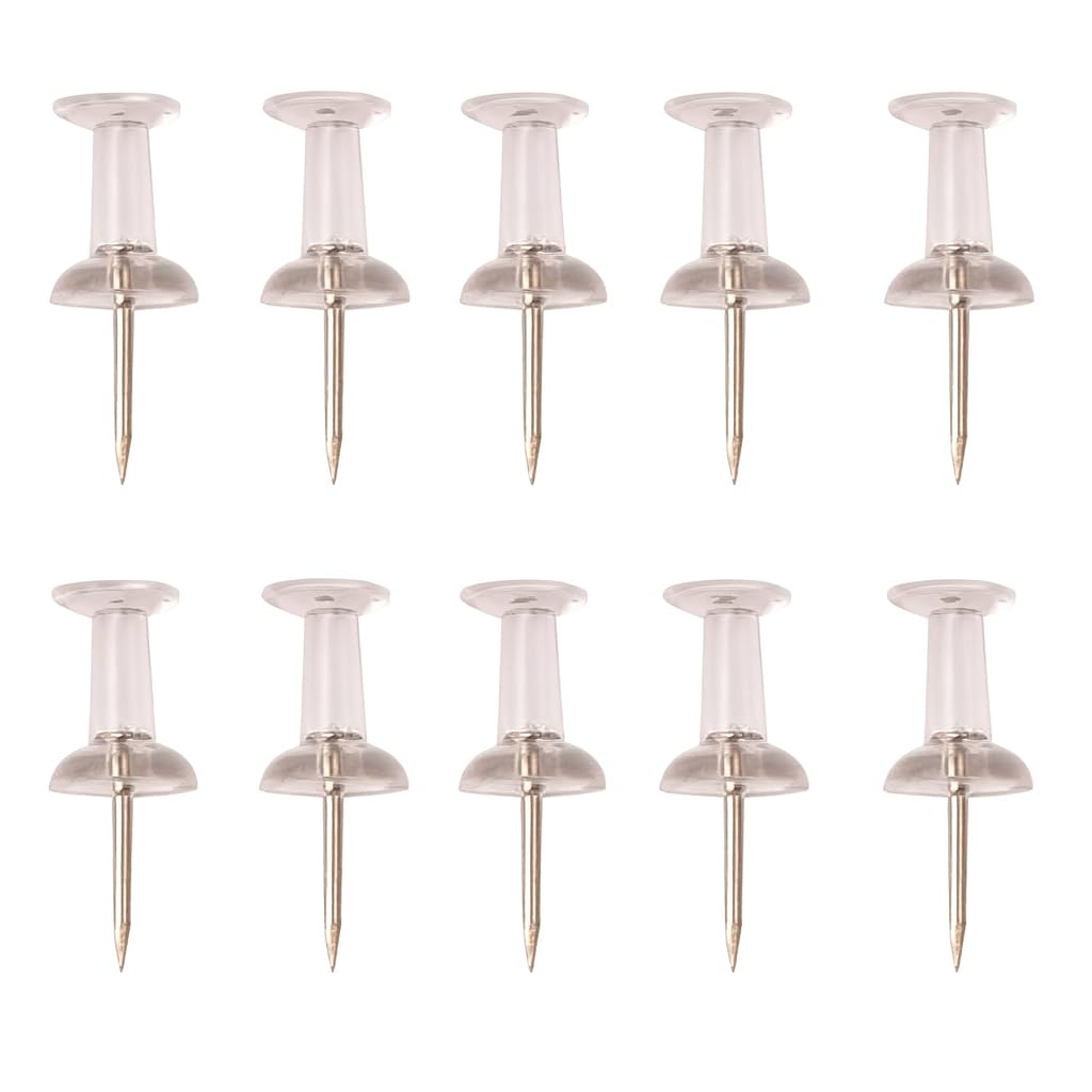 Clear Push Pins (100 Pieces) � Transparent Plastic Head with Metal Point Thumb Tacks, Marking Pins, Wall Tacks, Map Pins for Bulletin Board, Cork Board, Home, Office & School Supplies