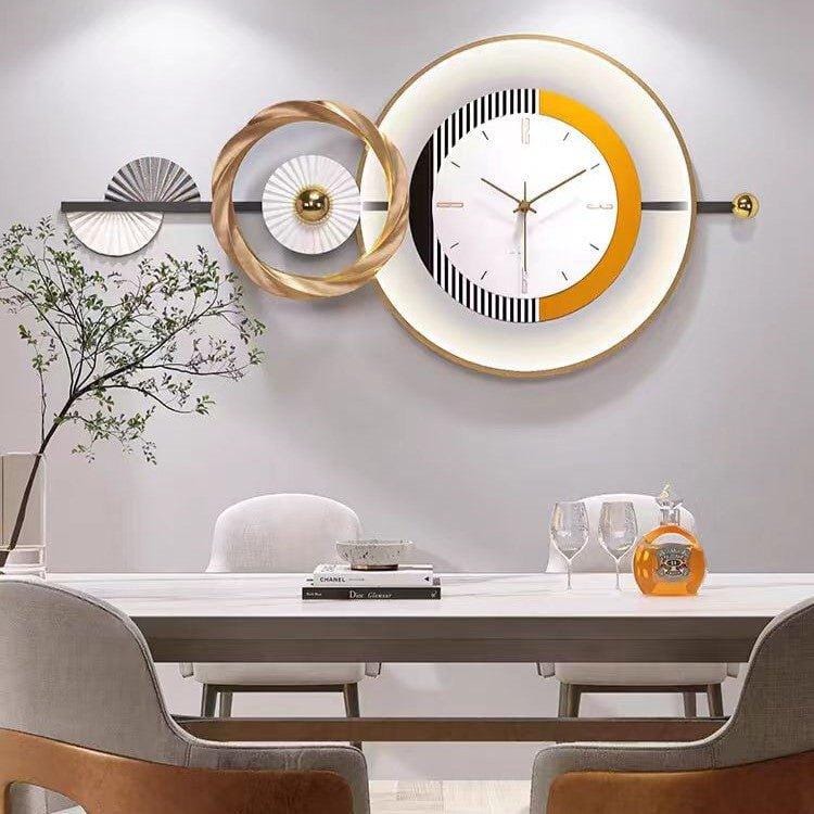 DECORATIVE CLOCK - RING OF MODERN ART-Metallic / Metal | Matte Finish / H: 20 | L: 40 | W: 3 (Inch)