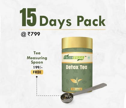 Freshville Detox Tea | Pure & Natural | Immunity Booster | Tea for Weight Loss & Glowing Skin | Rich in Antioxidants | Purifying & Cleansing | Moringa, Peppermint, Lemongrass, Hibiscus, Carda