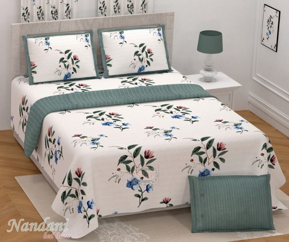 5001-Bedsheet Adda- Pure Cotton Double Bedsheet With Two Pillow Cover - Special Offer for Min 2 or More buyer Customer  -DB-(108*108 IN)