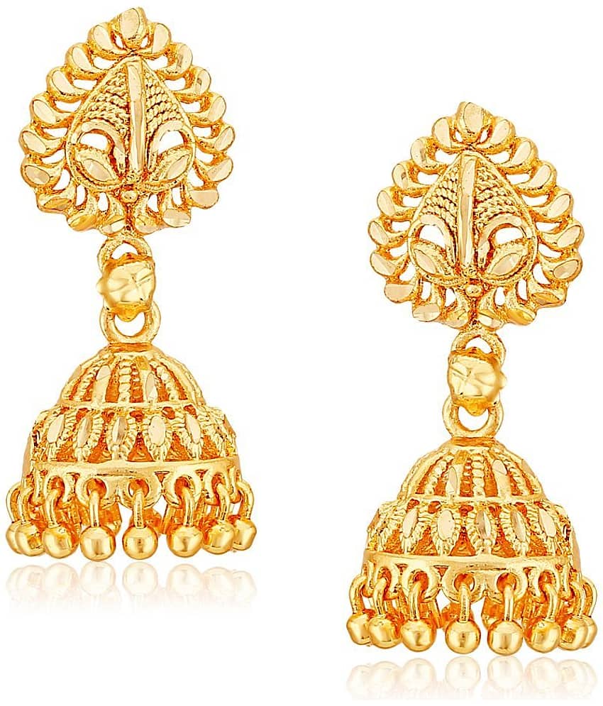 Vighnaharta - Golden Jhumki Earrings ( Pack of 1 )