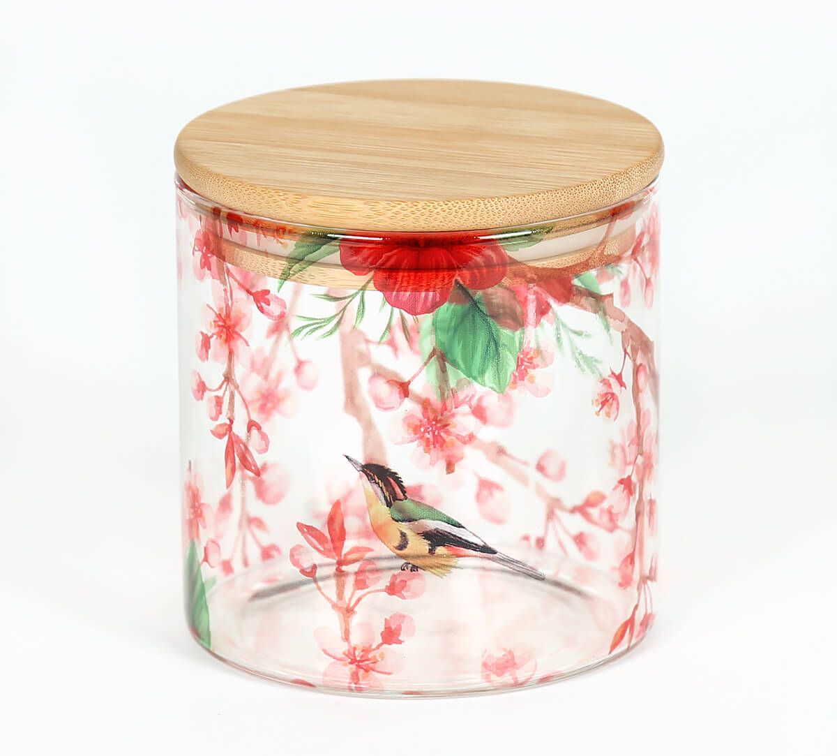Perching Floral Paradise Glass Jar 680 Ml