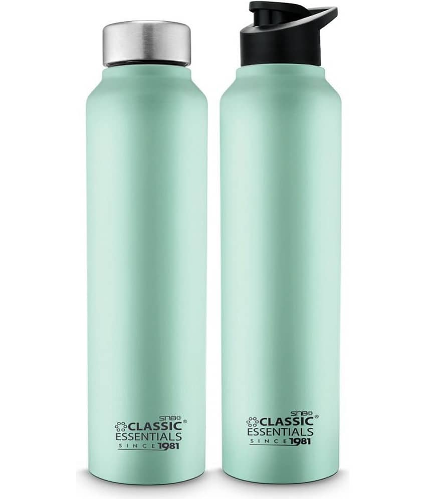 Classic Essentials Spring/Hydrate/ Bottle and Sipper Combo Green Water Bottle 1000 mL ( Set of 2 )