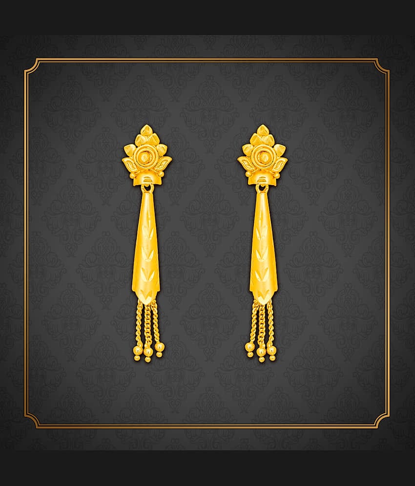 LUV FASHION Golden Drop Earrings ( Pack of 1 )