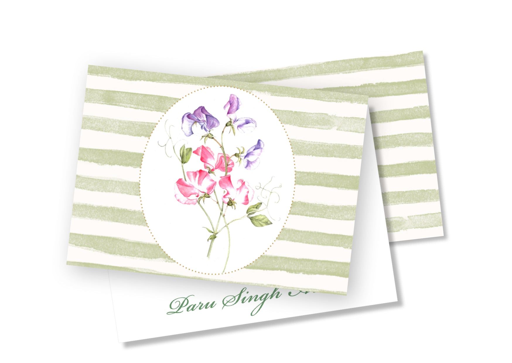 Personalised Folded Card - Sweet pea-Set of 25