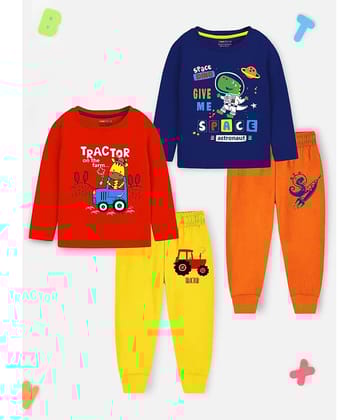 Trampoline Pack of 2 Boys Cotton Blend T-Shirt & Trackpants Set ( Multicolor 2 )