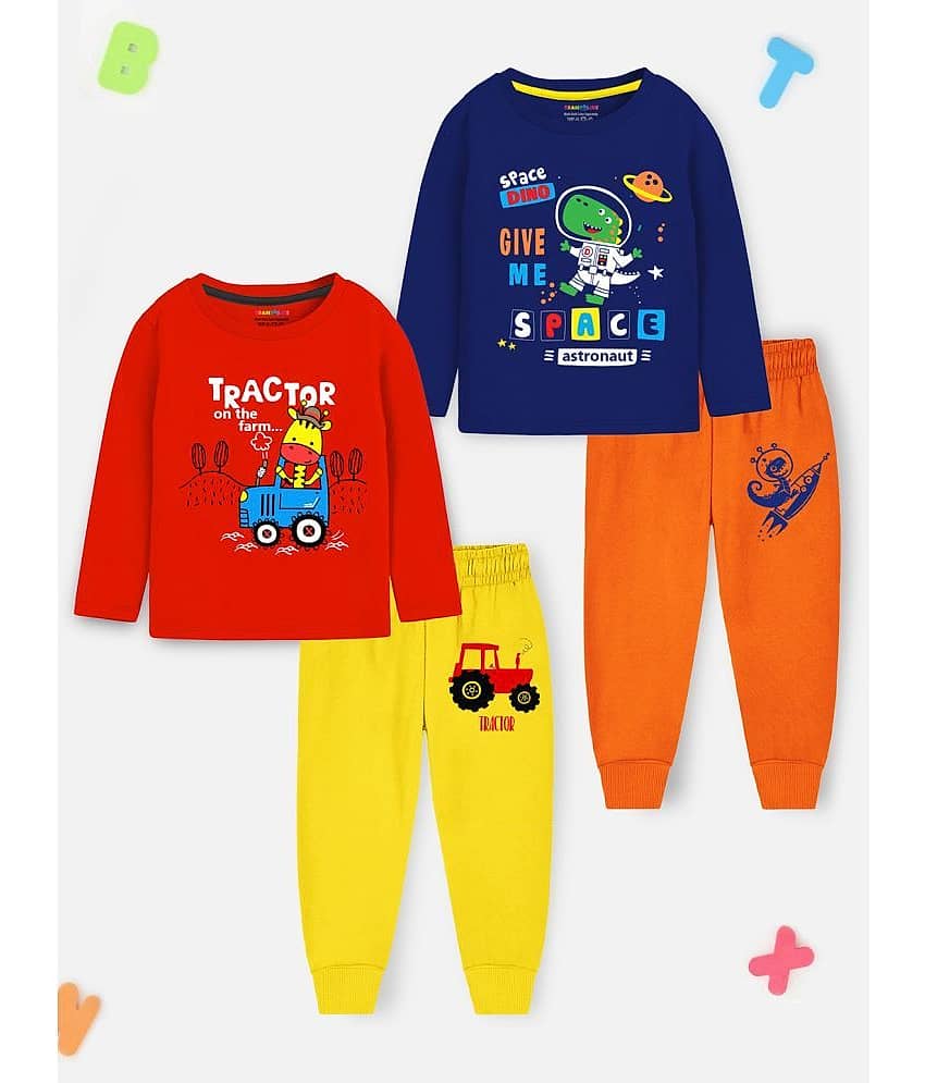 Trampoline Pack of 2 Boys Cotton Blend T-Shirt & Trackpants Set ( Multicolor 2 )