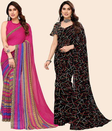 ANAND SAREES Georgette Printed Saree With Unstitched Blouse Piece ( Multicolor )