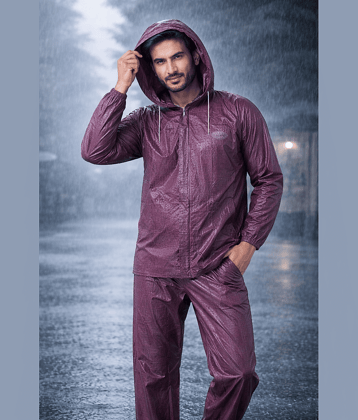 Sindon Maroon Nylon Men's Rain Suit Set ( Pack of 1 )