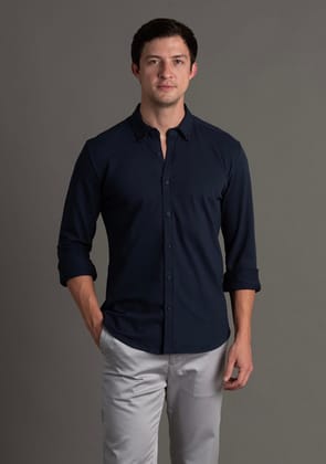 Piqué Shirt in Navy Academy-XXL · 46 - 47''