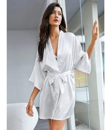 Celosia Satin Robes - White Single - Free Size